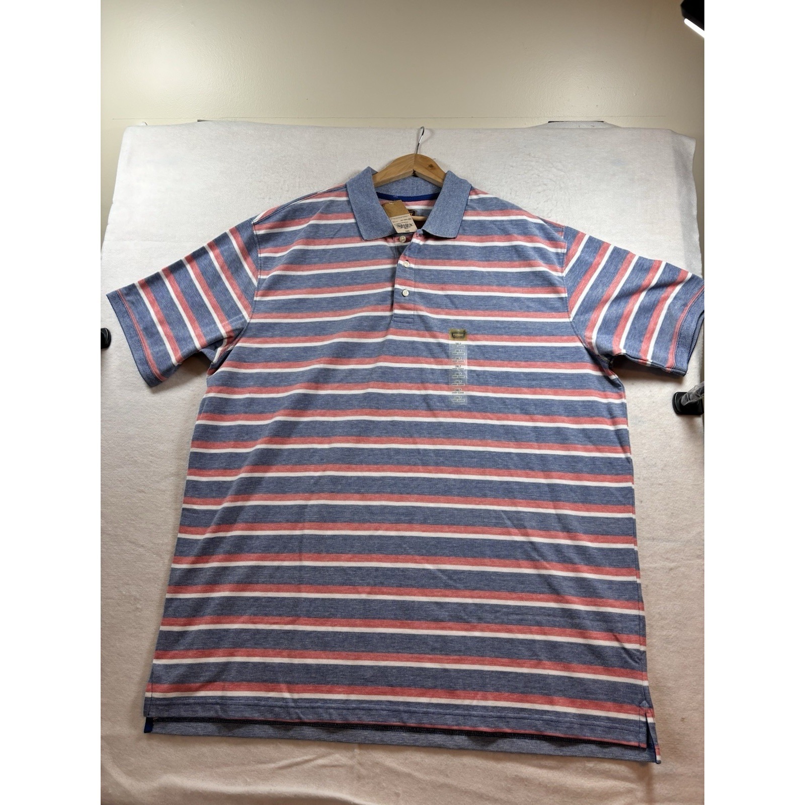 The Foundry Men's 3xl Polo Shirt Blue Red White Stripes Nwt New